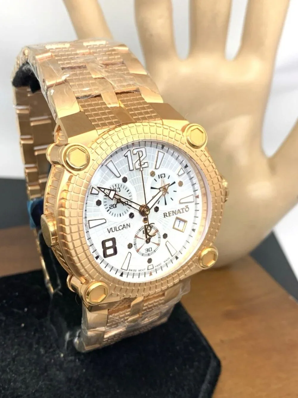 Renato Vulcan Men's Watch Swiss Quartz Chronograph Rose Gold Steel 46mm